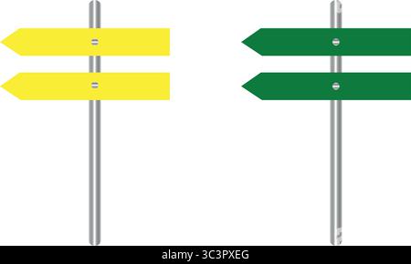 Signalisation directionnelle indiquant le chemin, choix, décisions, options, jaune, vert, navigation Illustration de Vecteur