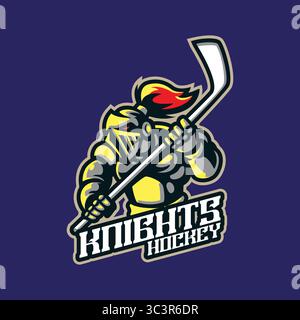 Conception de logo de mascotte Knights avec style de concept pour l'impression de badge, emblème et t-shirt. Illustration de hockey des chevaliers. Illustration de Vecteur