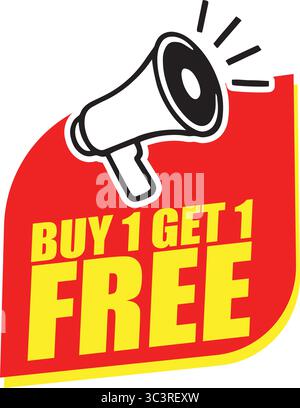 Achetez 1 étiquette de vente et obtenez 1 étiquette gratuite – bannière vectorielle d'offre à durée limitée pour les promotions, les remises au détail et les offres spéciales Illustration de Vecteur