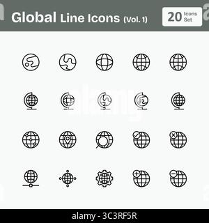 Icônes de ligne globale (Vol.1) Illustration de Vecteur