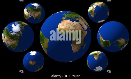 Beaucoup de planètes terrestres. Rendu 3D généré par ordinateur Banque D'Images