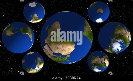 Beaucoup de planètes terrestres. Rendu 3D généré par ordinateur Banque D'Images