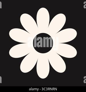 Icône de Marguerite moderne avec pétales symétriques et finition lisse et plate. Ce design floral équilibre l'inspiration rétro avec simplicité et clarté. Illustration de Vecteur