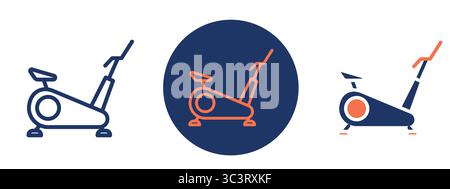 Trois types différents de vélos d'exercice sont présentés dans une rangée. Les vélos sont tous de tailles et de styles différents, mais ils ont tous le même design de base. Le Illustration de Vecteur
