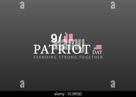 Hommage au Patriot Day avec drapeau américain et Twin Towers Silhouette fond Illustration de Vecteur