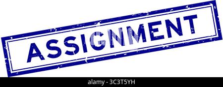 Timbre de joint en caoutchouc carré de mot d'affectation grunge bleu sur fond blanc Illustration de Vecteur