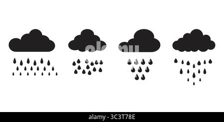 Illustration d'un nuage avec des gouttes de pluie, parfait pour représenter la météo pluvieuse, les prévisions, les visuels climatiques, les thèmes saisonniers, la conception liée à la météorologie. Illustration de Vecteur