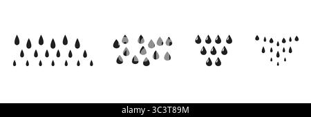 Ensemble de vecteur de gouttes de pluie pour le temps pluvieux, parfait pour les conceptions météorologiques, les projets sur le thème de l'eau, les illustrations saisonnières et les œuvres d'art inspirées de la nature. Illustration de Vecteur