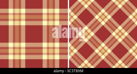 Deux motifs écossais automnaux sans couture dans des tons chauds rouges et crème. Parfait pour le design textile, les projets fallthemed, ou ajouter une touche rustique à votre de Illustration de Vecteur