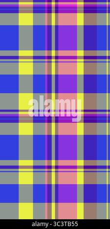 Motif écossais vibrant dans des bleus, jaunes et roses vifs. Parfait pour le design textile, la mode, les sites Web, ou comme élément graphique audacieux. Illustration de Vecteur