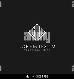 Lettre GH logo avec graphique vectoriel de style de design carré losange Illustration de Vecteur