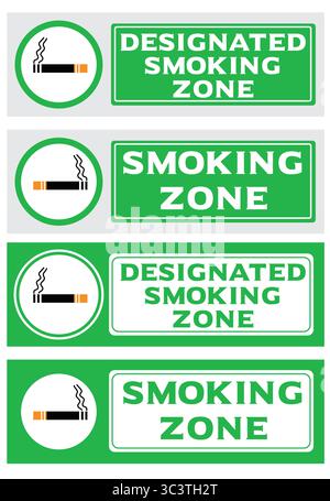 Permis. Panneau fumeur autorisé. icône fumer. Signalisation fumez ou fumez ici. Zone ou zone de fumée de cigarette Illustration de Vecteur
