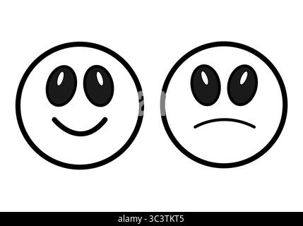 Icône de sourire de visage positive, négative émotion plat élément de conception emoji symboles image vectorielle Illustration de Vecteur