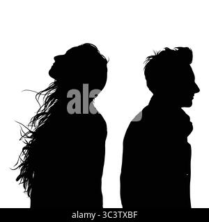 Silhouette de l'homme et de la femme face à l'autre Illustration de Vecteur