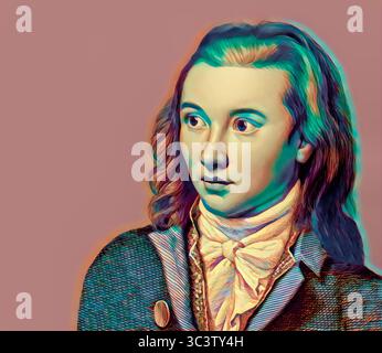 Portrait de Georg Philipp Friedrich Freiherr von Hardenberg, pseudonyme et pseudonyme Novalis, 1772 - 1801, poète allemand du début du romantisme allemand, édité numériquement Banque D'Images