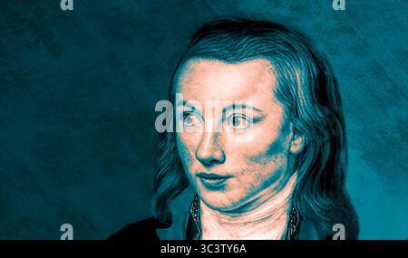 Portrait de Georg Philipp Friedrich Freiherr von Hardenberg, pseudonyme et pseudonyme Novalis, 1772 - 1801, poète allemand du début du romantisme allemand, édité numériquement Banque D'Images