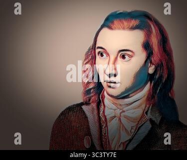 Portrait de Georg Philipp Friedrich Freiherr von Hardenberg, pseudonyme et pseudonyme Novalis, 1772 - 1801, poète allemand du début du romantisme allemand, édité numériquement Banque D'Images