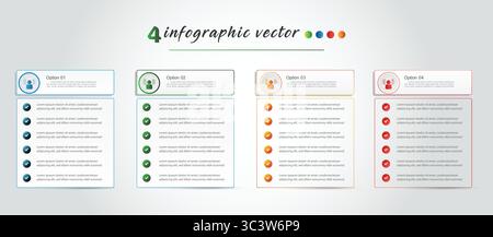 Modèle de conception infographique. Concept de chronologie avec 4 étapes. Peut être utilisé pour la mise en page de flux de travail, présentation, diagramme, bannière, illustration vectorielle avec 4 Illustration de Vecteur