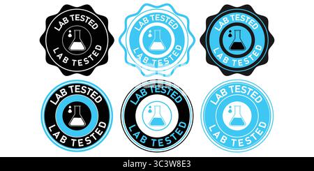 Icônes de badge de vérification testées par un laboratoire tiers pour la certification du produit Illustration de Vecteur