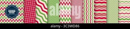 Collection de motifs rayés chevrons sans couture de couleur vive. Arrière-plans de mode abstraits - design vibrant. Textures zigzag répétables. Festif Illustration de Vecteur