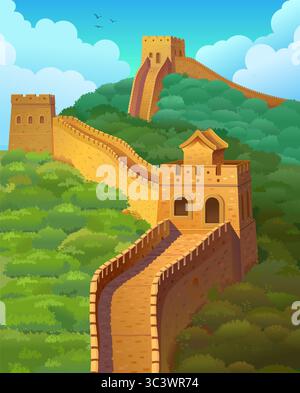 La grande muraille de Chine. Illustration vectorielle. Banque D'Images