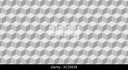 Motif en forme de cube gris. Carrés répétés en projection isométrique 3D. Mosaïque de sol carrelé. Imprimé géométrique abstrait minimaliste. Papier peint avec illusion d'optique. Illustration graphique vectorielle. Illustration de Vecteur