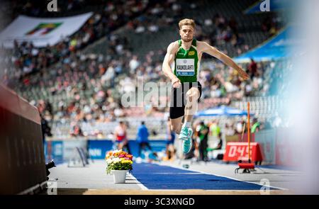 Berlin, Deutschland. 27 juillet 2025. Tuomas Kaukolahti (fin) im Dreisprung ; ISTAF Berlin AM 27.07.2025 im Olympiastadion in Berlin (Deutschland). Crédit : dpa/Alamy Live News Banque D'Images