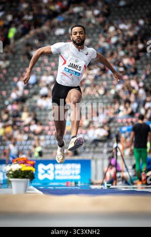Berlin, Deutschland. 27 juillet 2025. Shemaiah James (AUS) im Dreisprung ; ISTAF Berlin AM 27.07.2025 im Olympiastadion à Berlin (Deutschland). Crédit : dpa/Alamy Live News Banque D'Images
