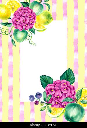 Jardin Aquarelle Cottage dessiné à la main Banque D'Images