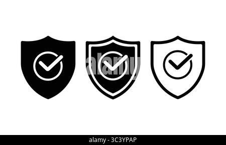 Icônes de vérification du bouclier – symbole de badge de sécurité de protection vérifié Illustration de Vecteur