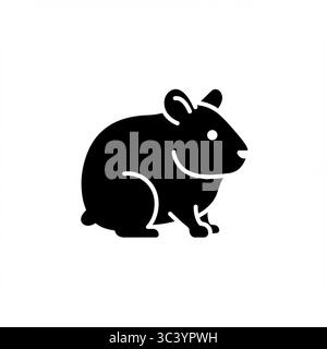 Icône graphique Black Hamster (souris) – illustration vectorielle isolée sur fond blanc Illustration de Vecteur