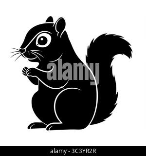 Icône graphique noir écureuil – illustration vectorielle isolée sur fond blanc Illustration de Vecteur