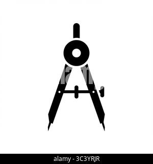 Icône graphique noire du compas à deux aiguilles – illustration vectorielle isolée sur fond blanc Illustration de Vecteur