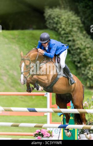 Dinard, France. 27 juillet 2025. Aaron Vale et Carissimo 25, 1ère place lors du Jumping International de Dinard 2025, CSI 5 Equestre le 27 juillet 2025 au Centre Equestre du Val Porée à Dinard, France - photo Damien Kilani/DK Prod/DPPI crédit : DPPI Media/Alamy Live News Banque D'Images