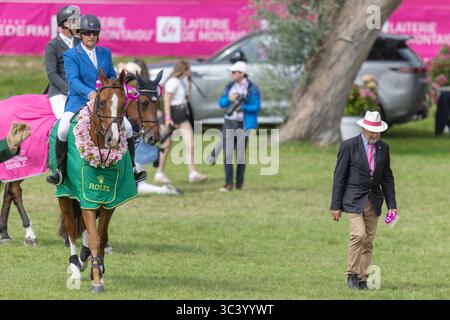 Dinard, France. 27 juillet 2025. Aaron Vale et Carissimo 25, 1ère place lors du Jumping International de Dinard 2025, CSI 5 Equestre le 27 juillet 2025 au Centre Equestre du Val Porée à Dinard, France - photo Damien Kilani/DK Prod/DPPI crédit : DPPI Media/Alamy Live News Banque D'Images