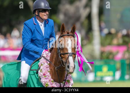 Dinard, France. 27 juillet 2025. Aaron Vale et Carissimo 25, 1ère place lors du Jumping International de Dinard 2025, CSI 5 Equestre le 27 juillet 2025 au Centre Equestre du Val Porée à Dinard, France - photo Damien Kilani/DK Prod/DPPI crédit : DPPI Media/Alamy Live News Banque D'Images