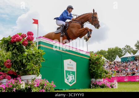 Dinard, France. 27 juillet 2025. Aaron Vale et Carissimo 25, 1ère place lors du Jumping International de Dinard 2025, CSI 5 Equestre le 27 juillet 2025 au Centre Equestre du Val Porée à Dinard, France - photo Damien Kilani/DK Prod/DPPI crédit : DPPI Media/Alamy Live News Banque D'Images