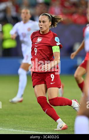 Ewa Pajor (9) de Pologne photographiée lors du match de la journée 3 dans le groupe C de l'équipe nationale de football féminin de Pologne contre le Danemark lors du championnat Euro 2025 féminin en Suisse , le samedi 12 juillet 2025 à Lucerne , Suisse . Photo Sportpix & Isosport | David Catry Banque D'Images