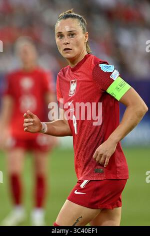 Ewa Pajor (9) de Pologne photographiée lors du match de la journée 3 dans le groupe C de l'équipe nationale de football féminin de Pologne contre le Danemark lors du championnat Euro 2025 féminin en Suisse , le samedi 12 juillet 2025 à Lucerne , Suisse . Photo Sportpix & Isosport | David Catry Banque D'Images