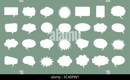 Ensemble de bulles de texte, boîtes de chat, contours de boîte de message, illustrations vectorielles Illustration de Vecteur