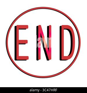 Bulle de discours pour le web et l'application dans un cercle avec la fin écrite à l'intérieur. Icône pour les projets. Illustration. Forme, géométrie. Mots Banque D'Images