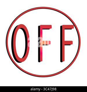 Bulle de discours pour le web et l'application dans un cercle avec Off écrit à l'intérieur. Icône pour les projets. Illustration. Forme, géométrie. Mots Banque D'Images