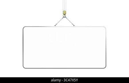 Bannière rectangulaire blanche suspendue 3d isolé Banque D'Images