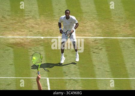 LONDRES, ANGLETERRE - 6 JUILLET : Gael Monfils assiste à la cinquième journée des Championnats de tennis de Wimbledon au All England Lawn Tennis and Croquet Club le 6 juillet 2018 à Londres, Angleterre. Personnes : Gael Monfils (crédit image : © SMG via ZUMA Wire) Banque D'Images