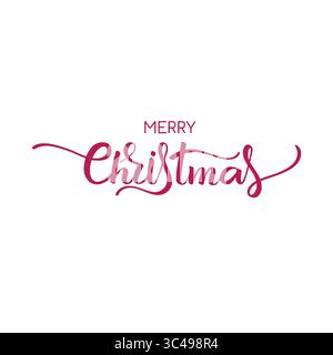 Lettrage 'Merry Christmas' dessiné à la main en calligraphie moderne. Typographie festive pour cartes de vacances, imprimés, invitations et décorations saisonnières. Illustration de Vecteur