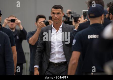 16 juillet 2018 - Turin, Piémont, Italie - CRISTIANO RONALDO arrive pour des visites médicales à J Medical à Turin. (Crédit image : © Stefano Guidi via ZUMA Wire) Banque D'Images
