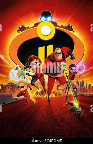 DATE DE SORTIE : 15 juin 2018 TITRE : Incredibles 2 STUDIO : Pixar RÉALISATEUR : Brad Bird INTRIGUE : Bob Parr (Mr. Incredible) est laissé pour s'occuper de Jack-Jack tandis que Helen (Elastigirl) est sorti sauver le monde. STARRING : affiche supérieure (crédit image : © Pixar/Entertainment Pictures/ZUMAPRESS.com) Banque D'Images