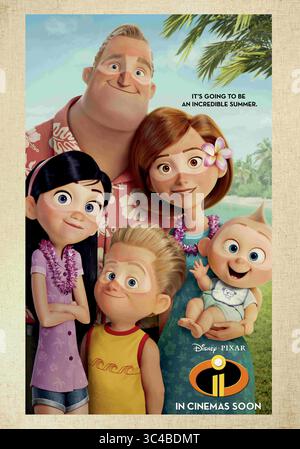 DATE DE SORTIE : 15 juin 2018 TITRE : Incredibles 2 STUDIO : Pixar RÉALISATEUR : Brad Bird INTRIGUE : Bob Parr (Mr. Incredible) est laissé pour s'occuper de Jack-Jack tandis que Helen (Elastigirl) est sorti sauver le monde. STARRING : affiche supérieure (crédit image : © Pixar/Entertainment Pictures/ZUMAPRESS.com) Banque D'Images
