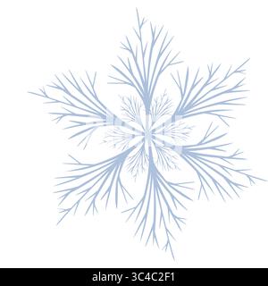 Illustration vectorielle élégante d'un motif de flocon de neige stylisé avec un motif détaillé et ramifié dans des teintes bleues douces, parfait pour projec sur le thème de l'hiver Illustration de Vecteur