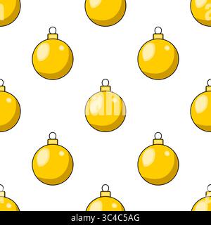 Motif vectoriel sans couture de boules de Noël dorées sur un fond blanc, parfait pour les projets de conception festifs et les célébrations hivernales. Illustration de Vecteur